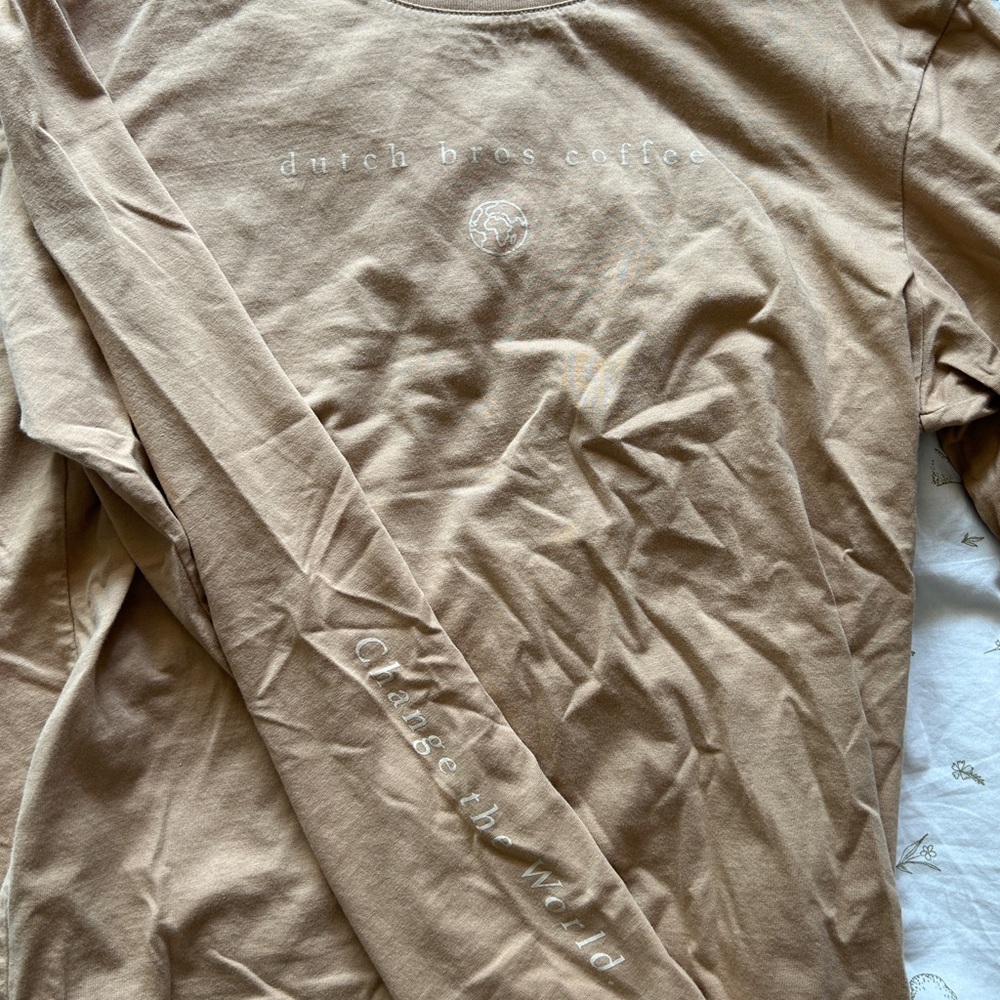 tan colored dutch bros coffee long sleeve